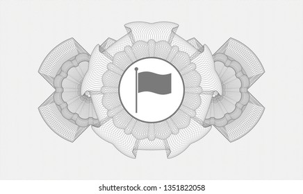 Grey abstract rosette with flag icon inside