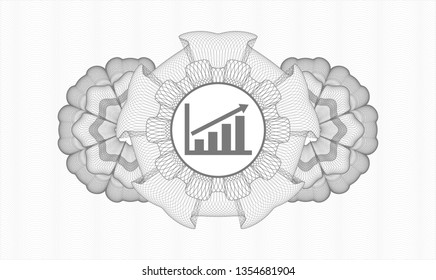 Grey abstract rosette with growth chart icon inside