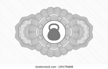 Grey abstract rosette with kettlebell icon inside