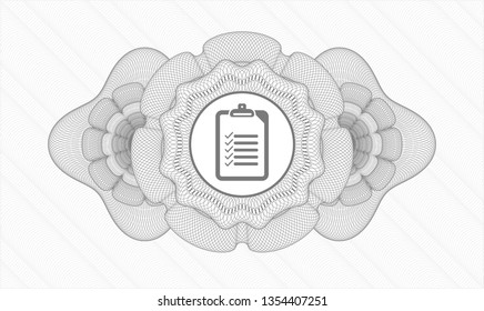 Grey abstract rosette with list icon inside
