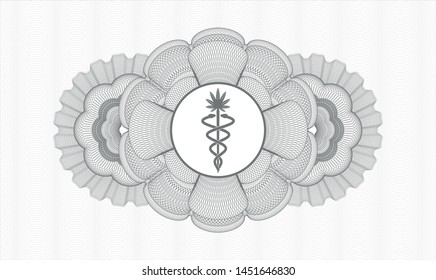 Grey abstract rosette with medical marijuana icon inside