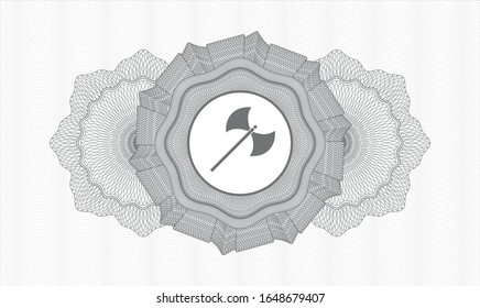 Rosette abstracto gris con icono medieval de hacha en el interior