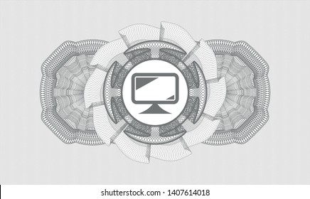 Grey abstract rosette with monitor icon inside