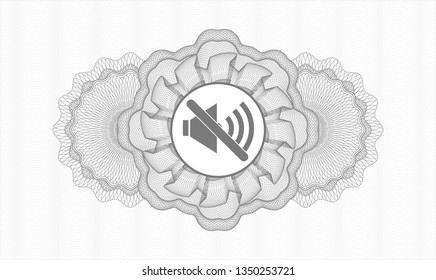 Grey abstract rosette with mute icon inside