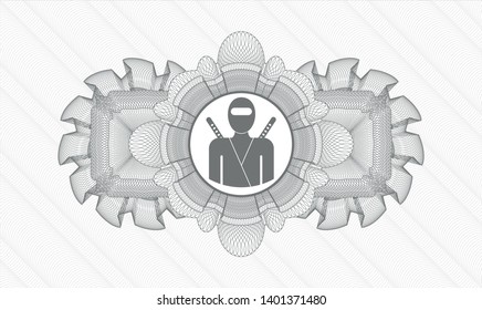 Grey abstract rosette with ninja icon inside