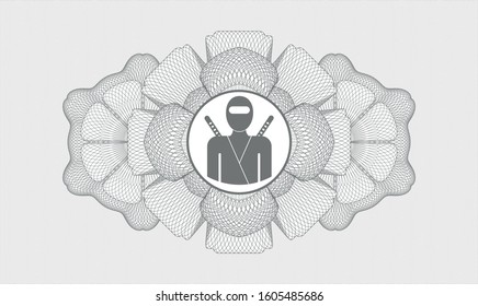 Grey abstract rosette with ninja icon inside