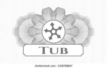 Grey abstract rosette with ninja star icon and Tub text inside