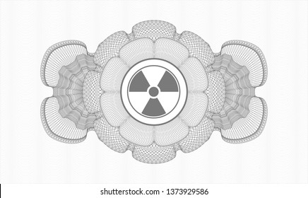 Grey abstract rosette with nuclear, radioactive icon inside