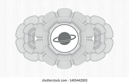 Grey abstract rosette with planet, saturn icon inside