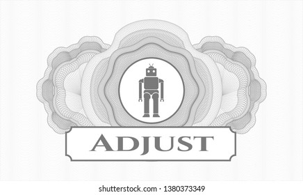 Grey abstract rosette with robot icon and Adjust text inside