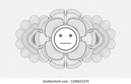 Grey abstract rosette with serious face icon inside