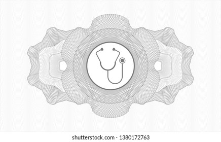 Grey abstract rosette with stethoscope icon inside