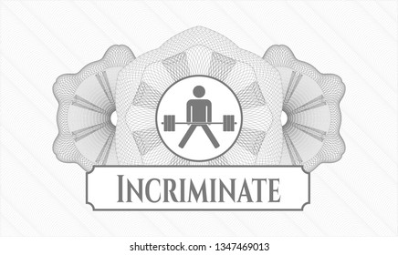 Grey abstract rosette with sumo deadlift icon and Incriminate text inside