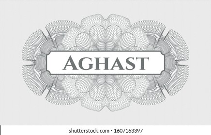 Grey abstract rosette with text Aghast inside