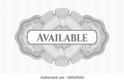 Grey abstract rosette with text Available inside