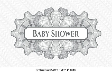 Grey abstract rosette with text Baby Shower inside