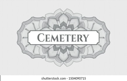Grey abstract rosette with text Cemetery inside