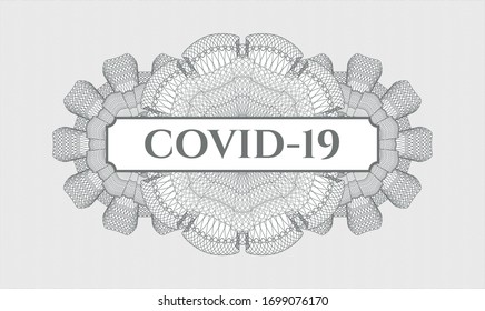 Grey abstract rosette with text COVID-19 inside