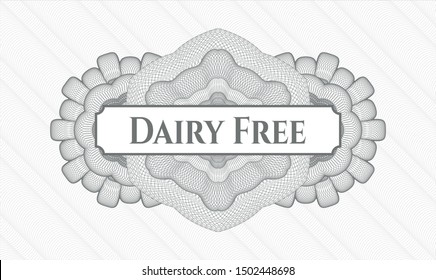 Grey abstract rosette with text Dairy Free inside