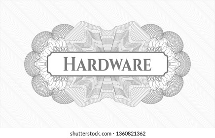 Grey abstract rosette with text Hardware inside