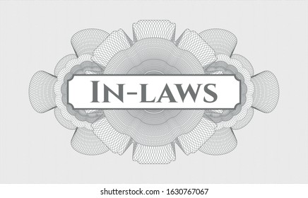 Grey abstract rosette with text In-laws inside