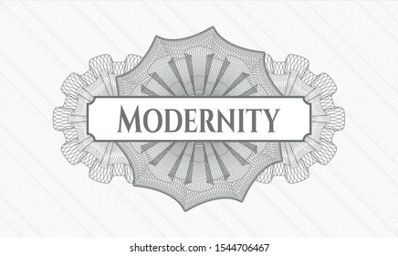 Grey abstract rosette with text Modernity inside