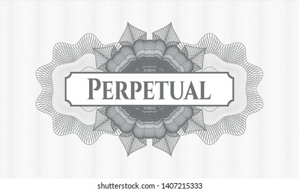 Grey abstract rosette with text Perpetual inside