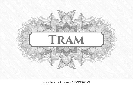 Grey abstract rosette with text Tram inside