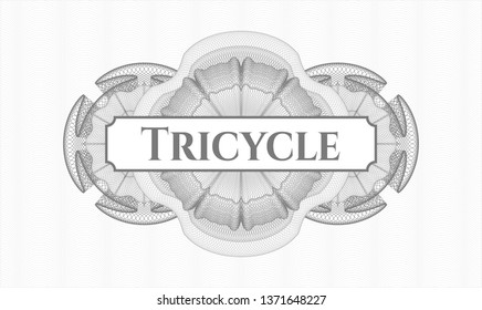 Grey abstract rosette with text Tricycle inside