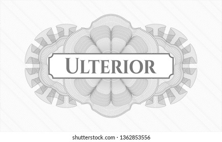 Grey abstract rosette with text Ulterior inside
