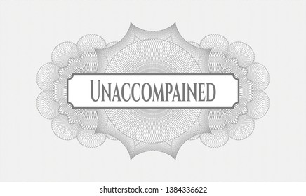 Grey abstract rosette with text Unaccompained inside