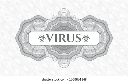 Rosette abstracto gris con texto Virus dentro