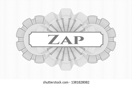 Grey abstract rosette with text Zap inside