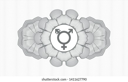 Grey abstract rosette with transgender icon inside