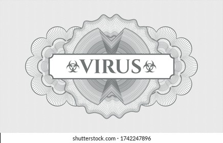 Graue abstrakte Rosette. Vector Illustration. Detaillierte Beschreibung mit Text-Virus in