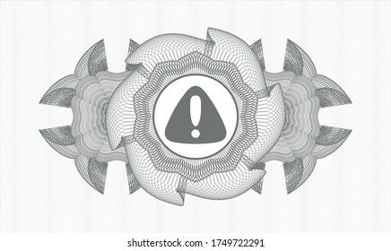 Graue abstrakte Rosette. Vektorgrafik. Detaillierte Beschreibung mit dem Warnsymbol in der Mitte