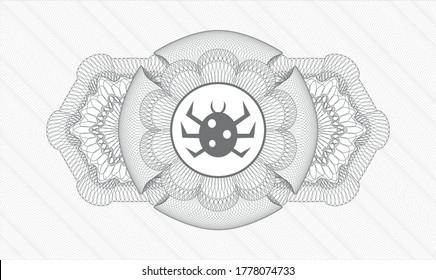 Grey abstract rosette. Vector Illustration. Detailed with bug icon inside