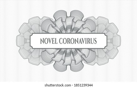 Grey abstract rosette. Vector Illustration. Detailed with text  inside, Novel Coronavirus