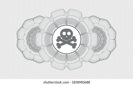 Grey abstract rosette. Vector Illustration. Detailed with crossbones icon inside