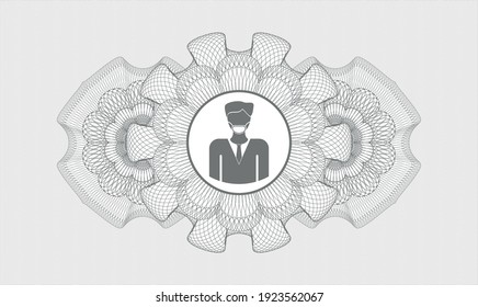 Grey abstract rosette. Vector Illustration. Detailed with man wearing face mask icon inside