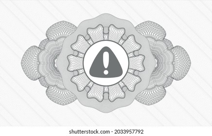 Grey abstract rosette. Vector Illustration. Detailed with warning icon inside
