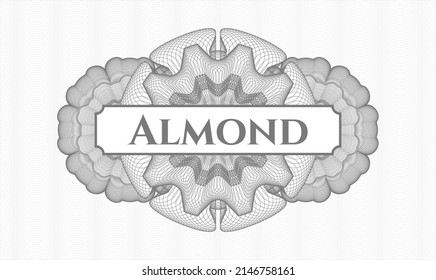 Grey abstract rosette. Vector Illustration. Detailed with text Almond inside
