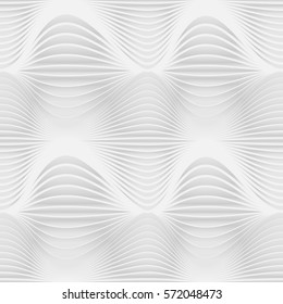 Grey abstract seamless pattern. Waves on white background. Vector illustration