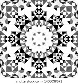 Grey abstract seamless triangle mosaic kaleidoscope wallpaper pattern - ethnic vector background design