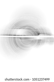 Grey abstract tech HUD interface gear modern background. Concept vector graphic design