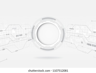 Grey abstract technology background. Hi-tech communication concept background.Blank white 3d paper circle for your design