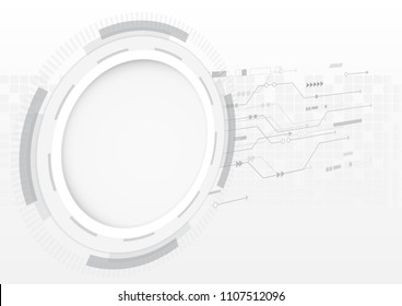 Grey abstract technology background. Hi-tech communication concept background.Blank white 3d paper circle for your design