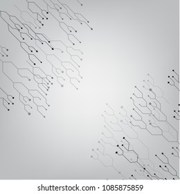 Grey Abstract technology backgroundÂ , Connection structure , Abstract technology shapes. Vector science background
