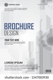 Grey abstract technology shape design for brochure template.
