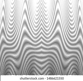 Grey abstract textured background with wavy linear contemporary graphic and moire effect. Can be used as design of books, websites, accessories for phones, title page, image for blog, business card.